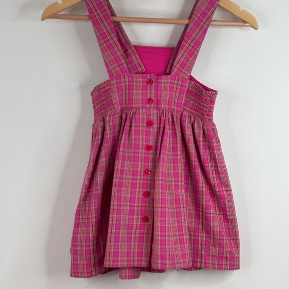 Vintage 90s Gymboree Rainbow Tag Plaid Dress 4T Pink Button School Preppy Retro - Picture 4 of 8